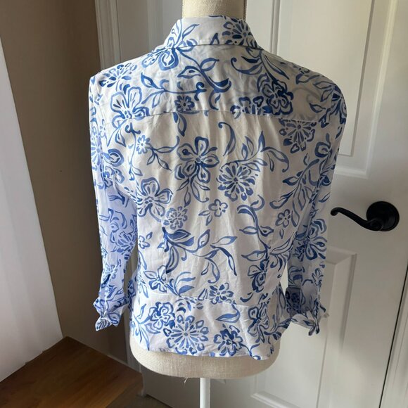 Jones NY - 100% Cotton Floral Feminine Button Up Blouse (Size: M) - Picture 2 of 5